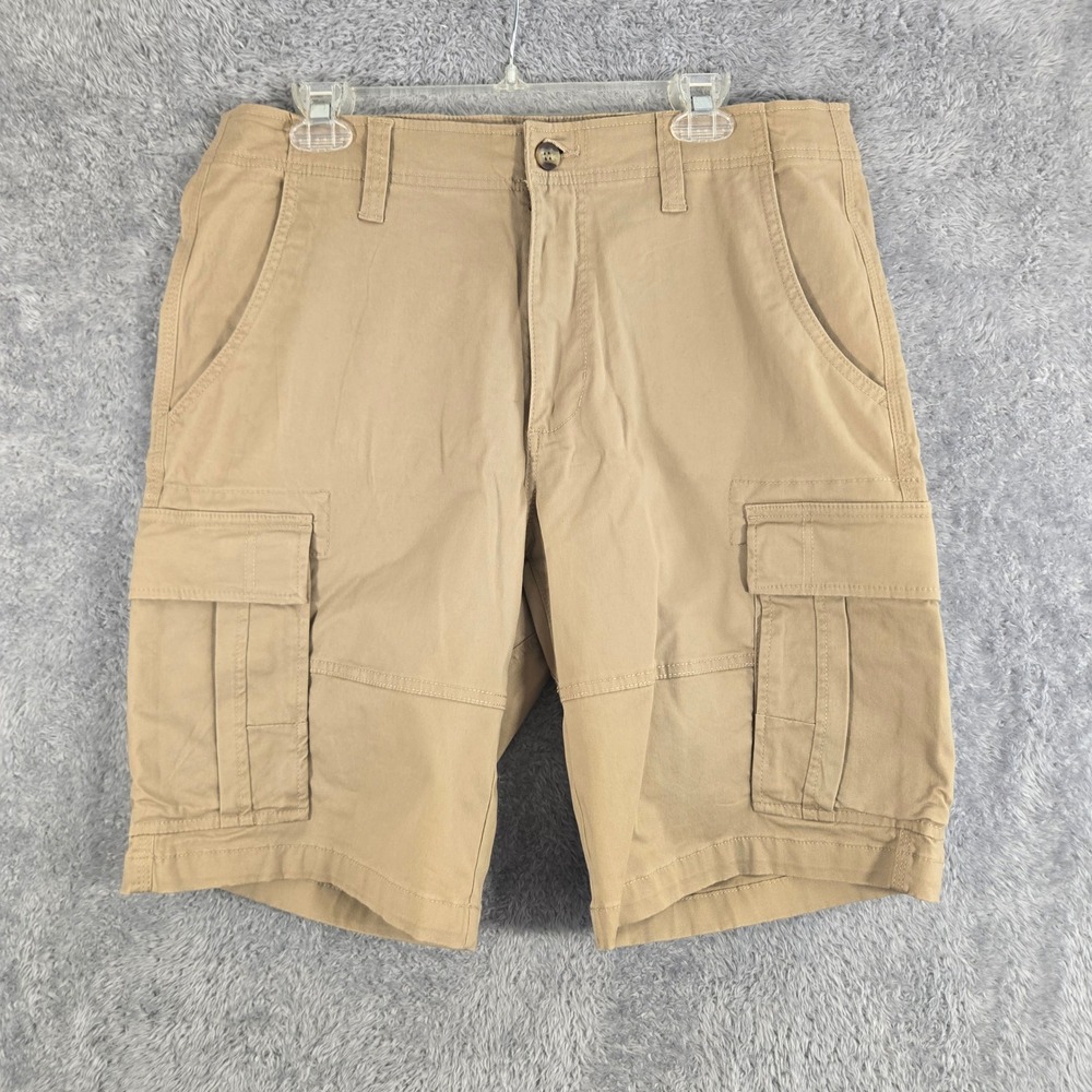 Saddlebred Mens Tan Khaki Cargo‎ Shorts Size 34 Cotton Stretch Utility Casual